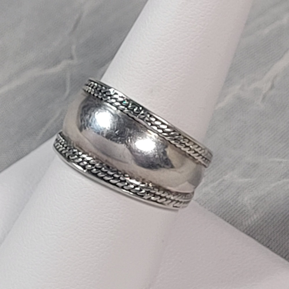 Chapel Zenray Sterling Silver Band Ring 925 Braided Rope Wide Domed Size 9